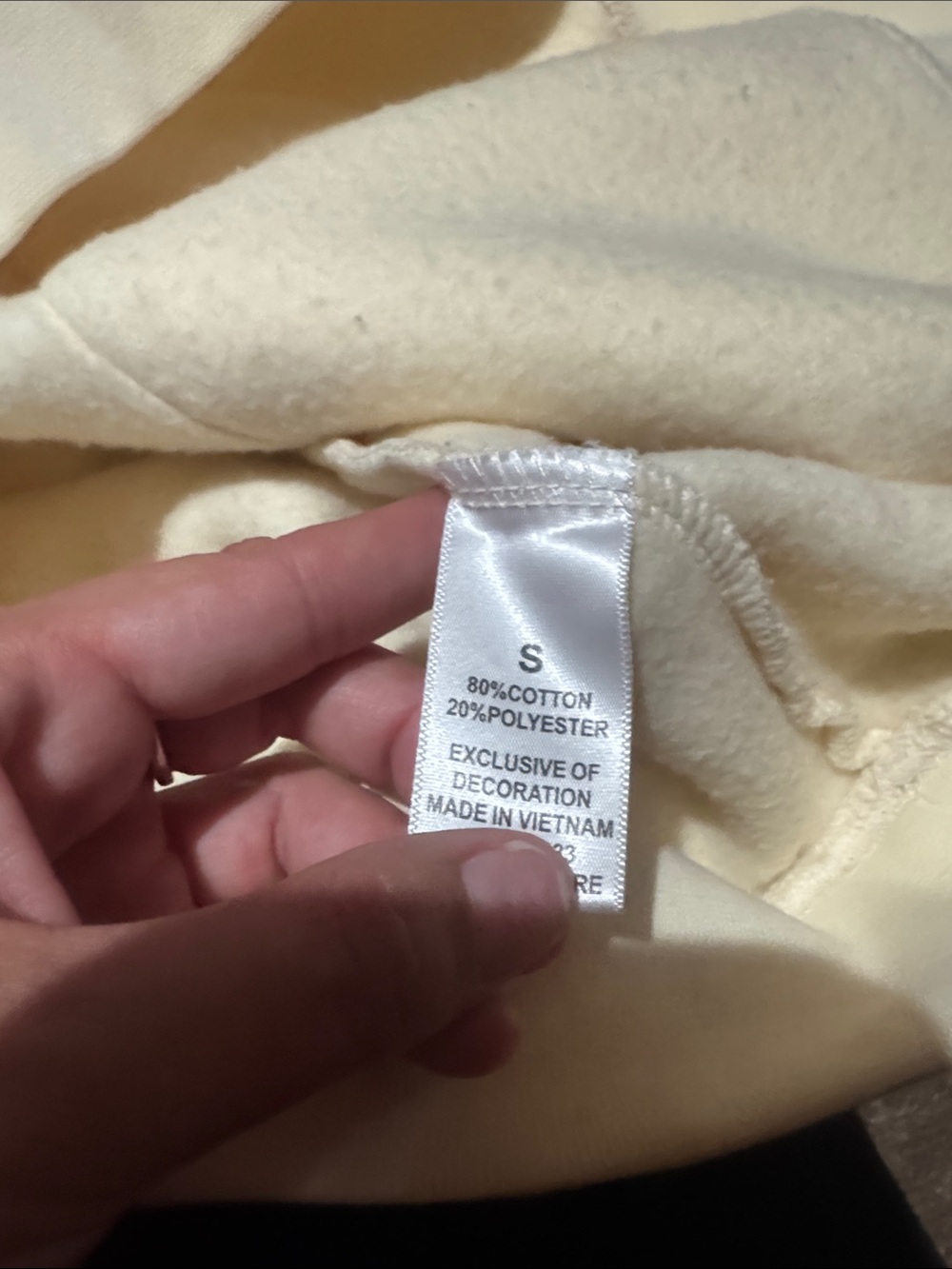 Essentials Cream Hoodie with Black Logo - Picture 11 of 12